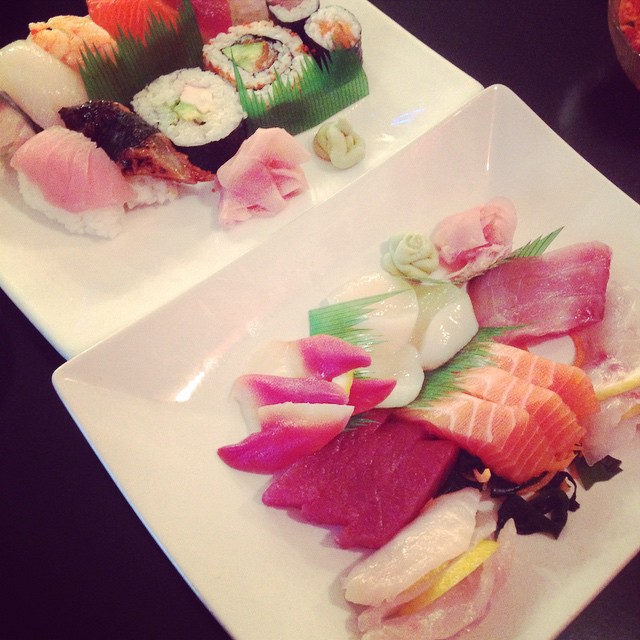 Sushi and sashimi.  With @pavineenokyu - from Instagram