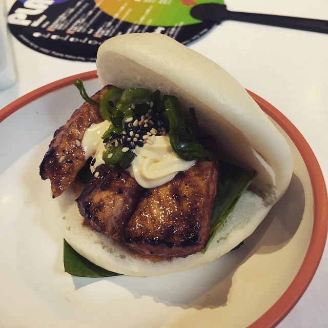 Kimchee salmon burger. - from Instagram