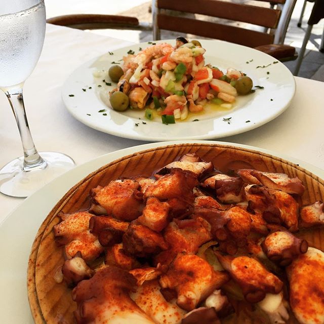 Octopus and seafood salad.
