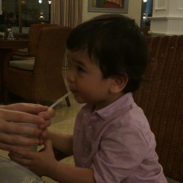 They served Dexter sparking water instead of water.  Look at the reaction. 
