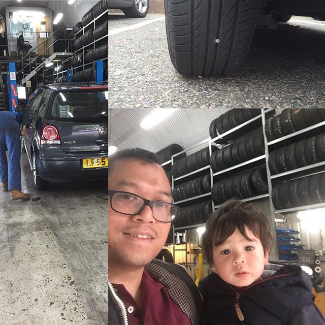 Took Dexter to his first tyre change. 