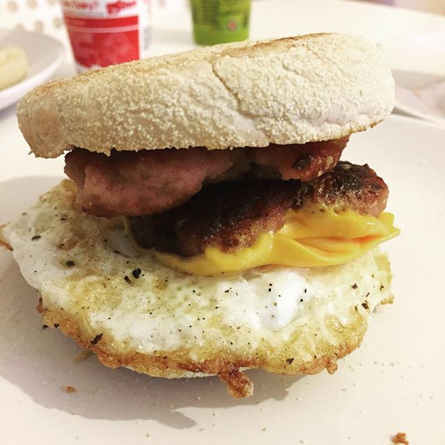Tried to recreate the McDonald's sausage and egg muffin.