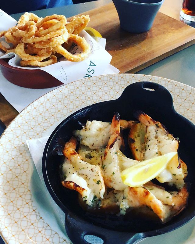 Calamari and prawns. 