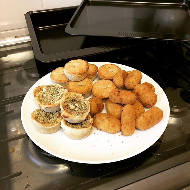 Getting rid of the left over finger food.  #christmas and #newyear season is over | ham hock pie, steak and ales pie and cranberry mozzarella sticks. 